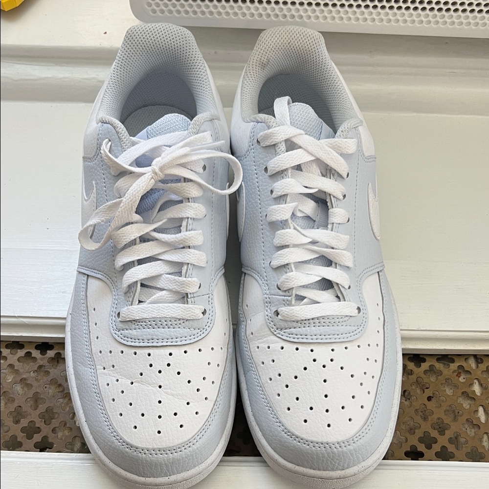 Nike White and Light Blue Athletic Shoes